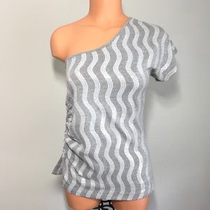 Fleurish One Shoulder Gray Sequin Top